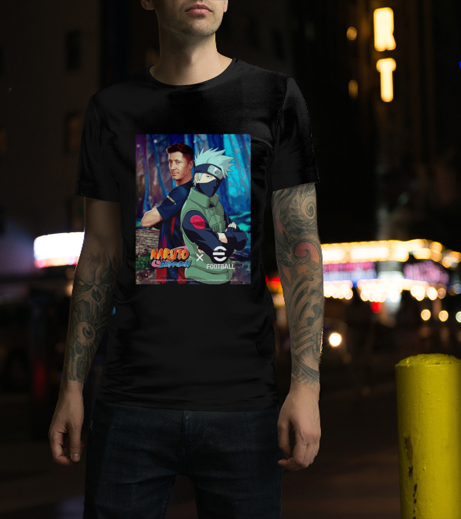 Naruto Shippuden X EFootball Featuring Robert Lewandowski And Kakashi 2026 T-Shirt