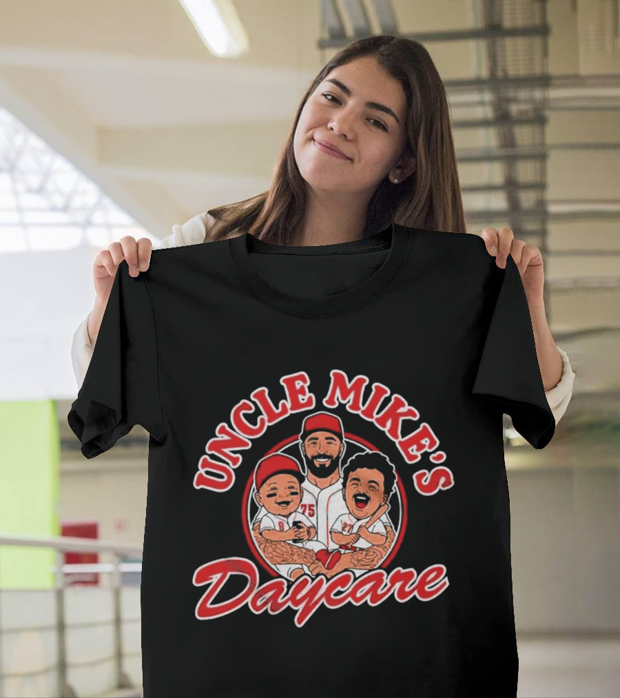 Uncle Mike's Daycare 75 Red Cap Family Fun Sports Team T-Shirt