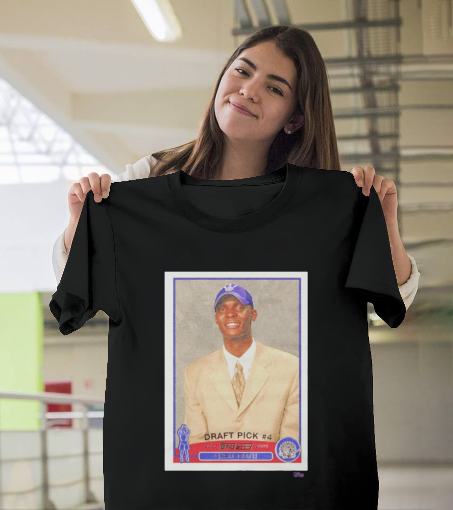 Toronto Raptors Chris Bosh 2003 Topps Draft Pick #4 Basketball Card T-Shirt