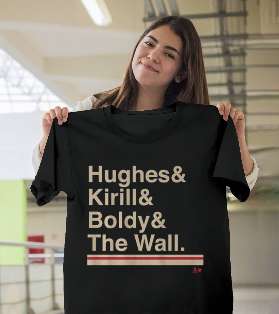 Hughes Kirill Boldy The Wall Minnesota Hockey Ampersand T-Shirt