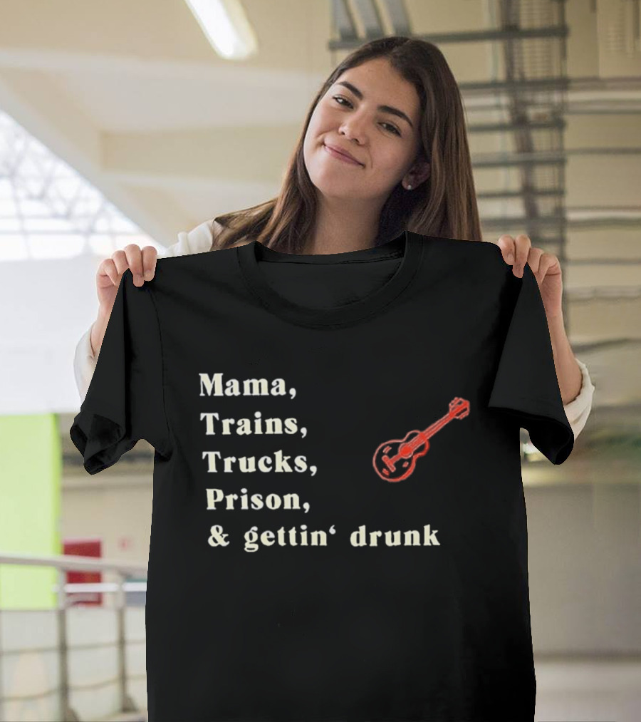 David Allan Coe Mama Trains Trucks Prison Getting Drunk Legend With Guitar T-Shirt