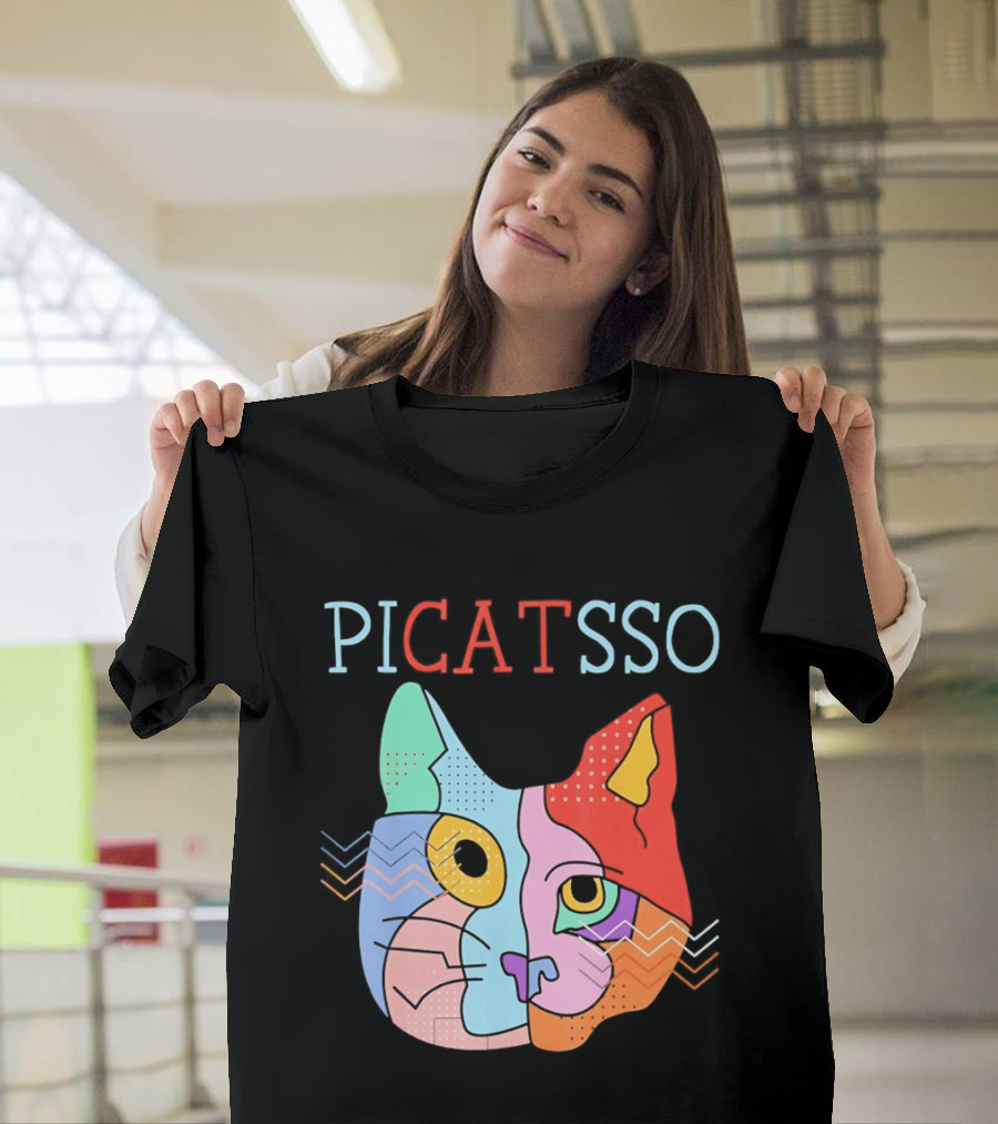 Picatsso Cat Colorful Cubist Style Artistry T-Shirt