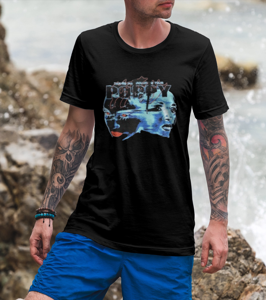 Poppy Split Poppy They're All Around Us Red Eyes Dual Faces Blue Tone T-Shirt