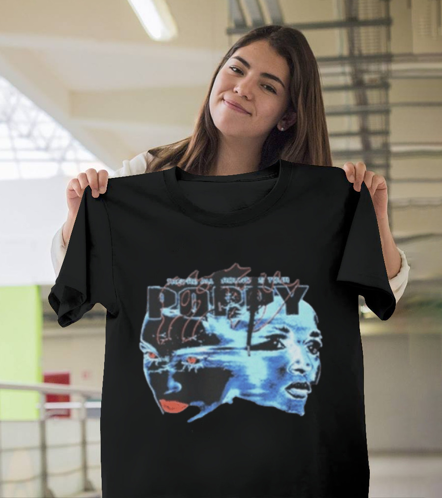 Poppy Split Poppy They're All Around Us Red Eyes Dual Faces Blue Tone T-Shirt