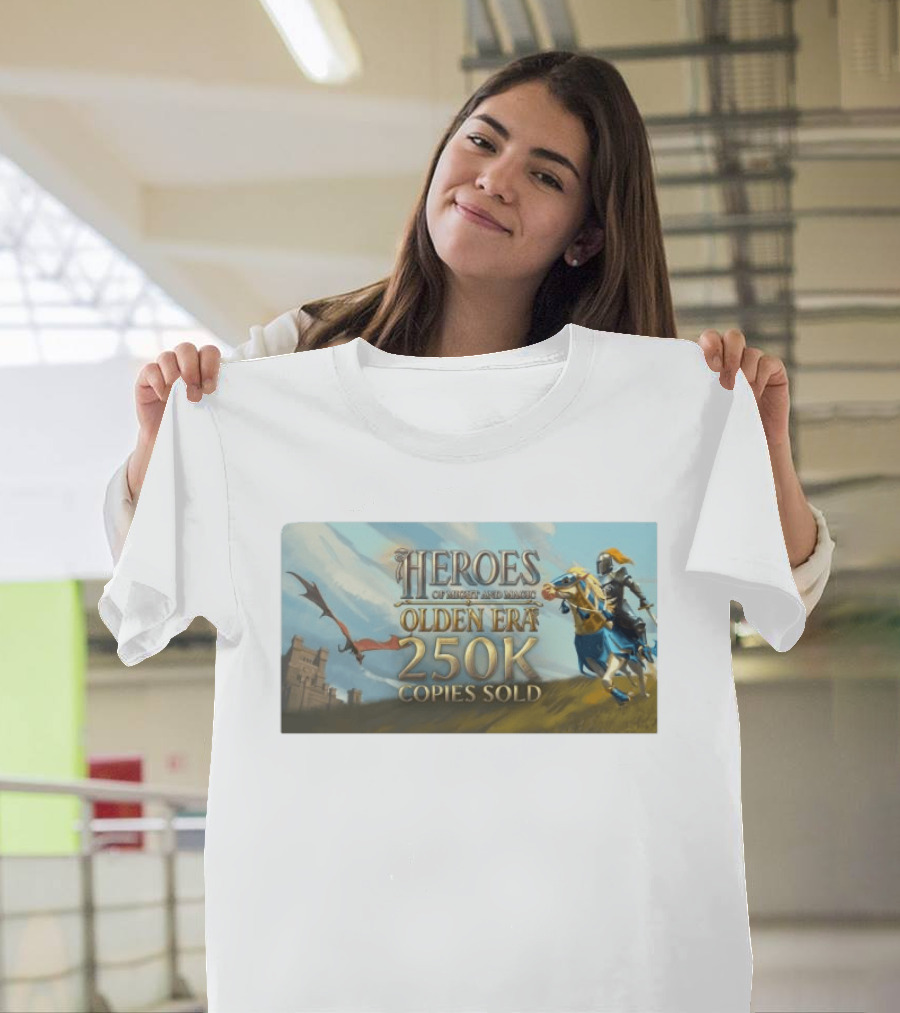 Heroes Of Might And Magic Olden Era 250K Copies Sold With Knight And Dragon T-Shirt