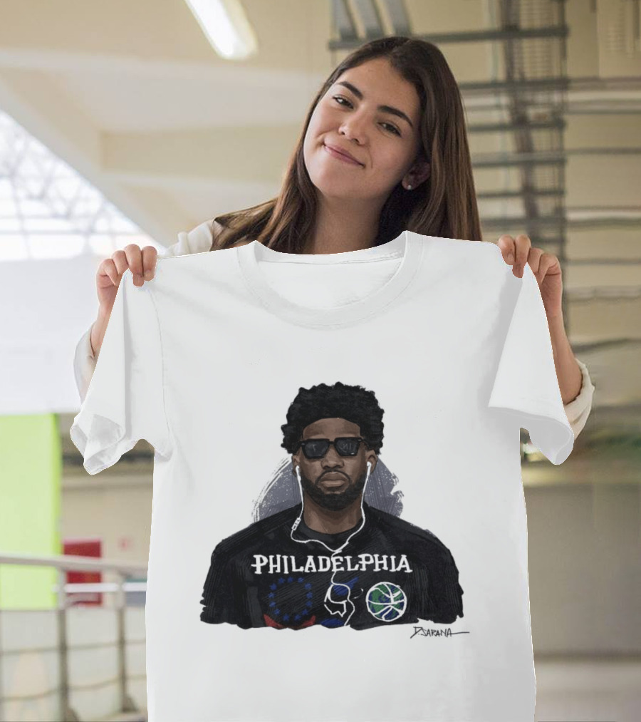 Philadelphia Basketball Sixers Joel Embiid Artwork By D. Sarana T-Shirt