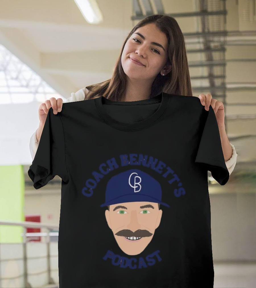Coach Bennett's Podcast CB Hat Mustache Face T-Shirt
