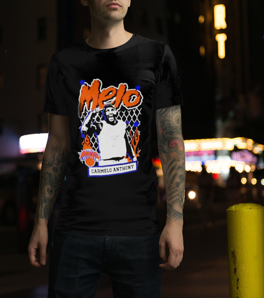 Melo Carmelo Anthony New York Knicks NBA Street Player Mitchell Ness T-Shirt