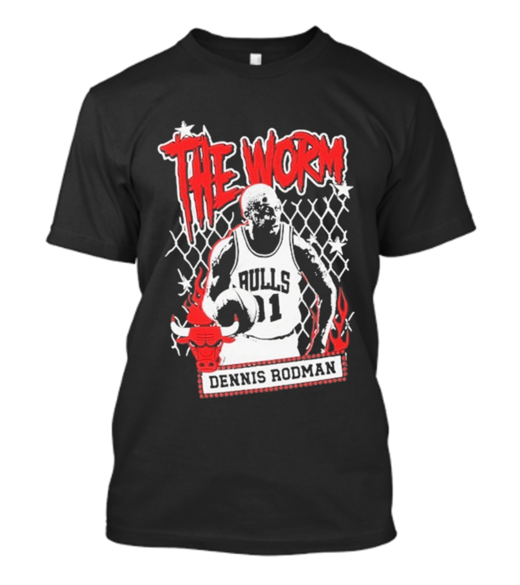 The Worm Dennis Rodman Bulls 91 Mitchell Ness NBA Street Player Chicago T-Shirt