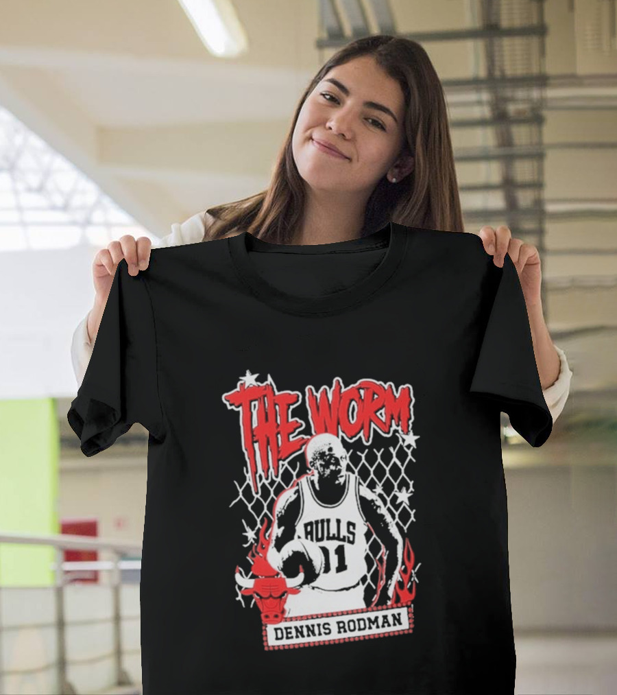 The Worm Dennis Rodman Bulls 91 Mitchell Ness NBA Street Player Chicago T-Shirt