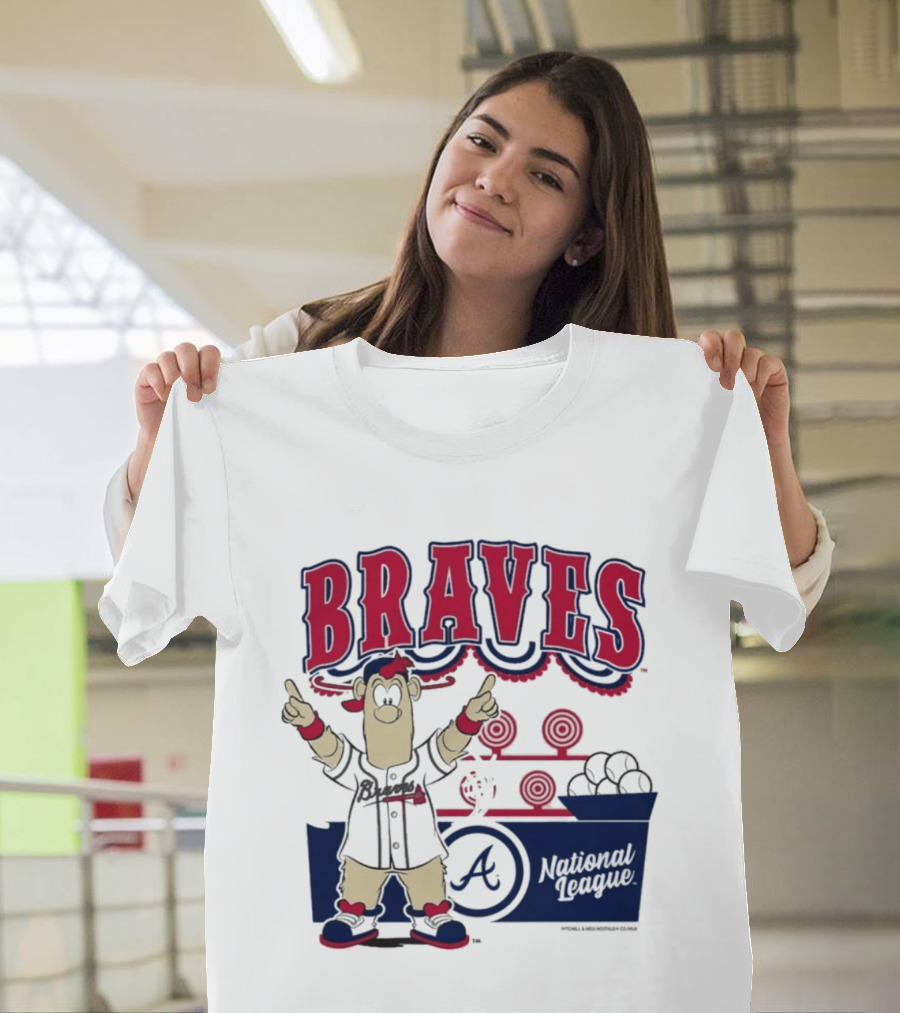 Atlanta Braves Mitchell & Ness Cream Step Back Up Cartoon Character National League T-Shirt