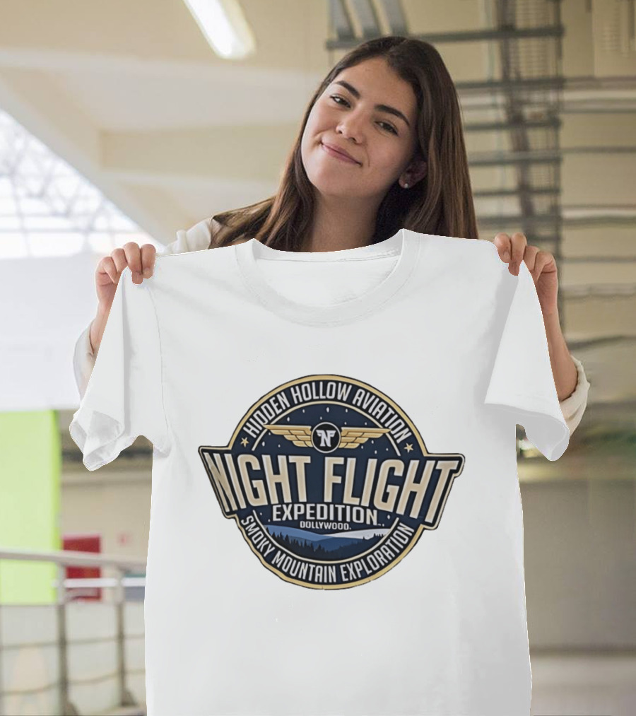 Hidden Hollow Aviation Night Flight Expedition Dollywood Smoky Mountain Exploration T-Shirt