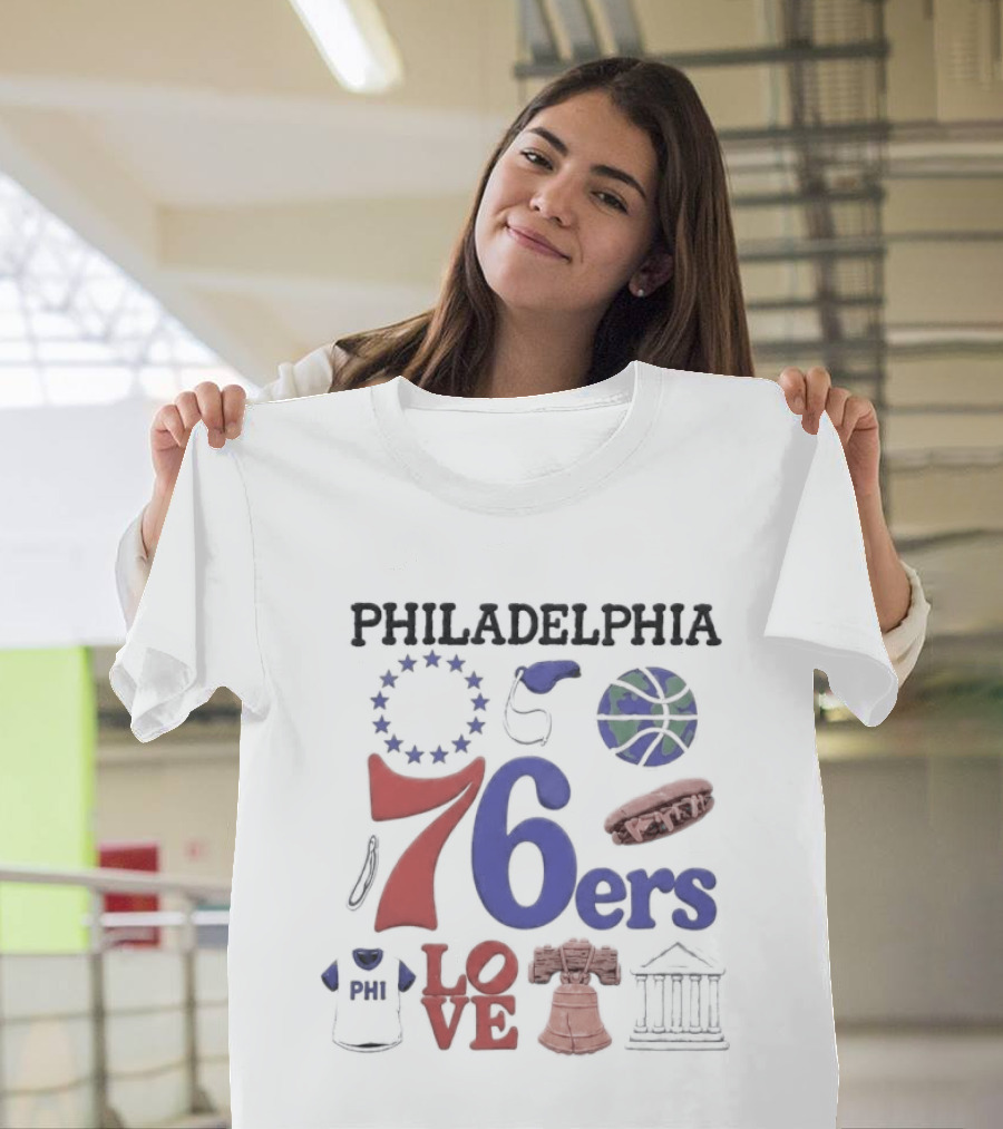 Philadelphia 76ers 76 Liberty Bell Love Basketball T-Shirt