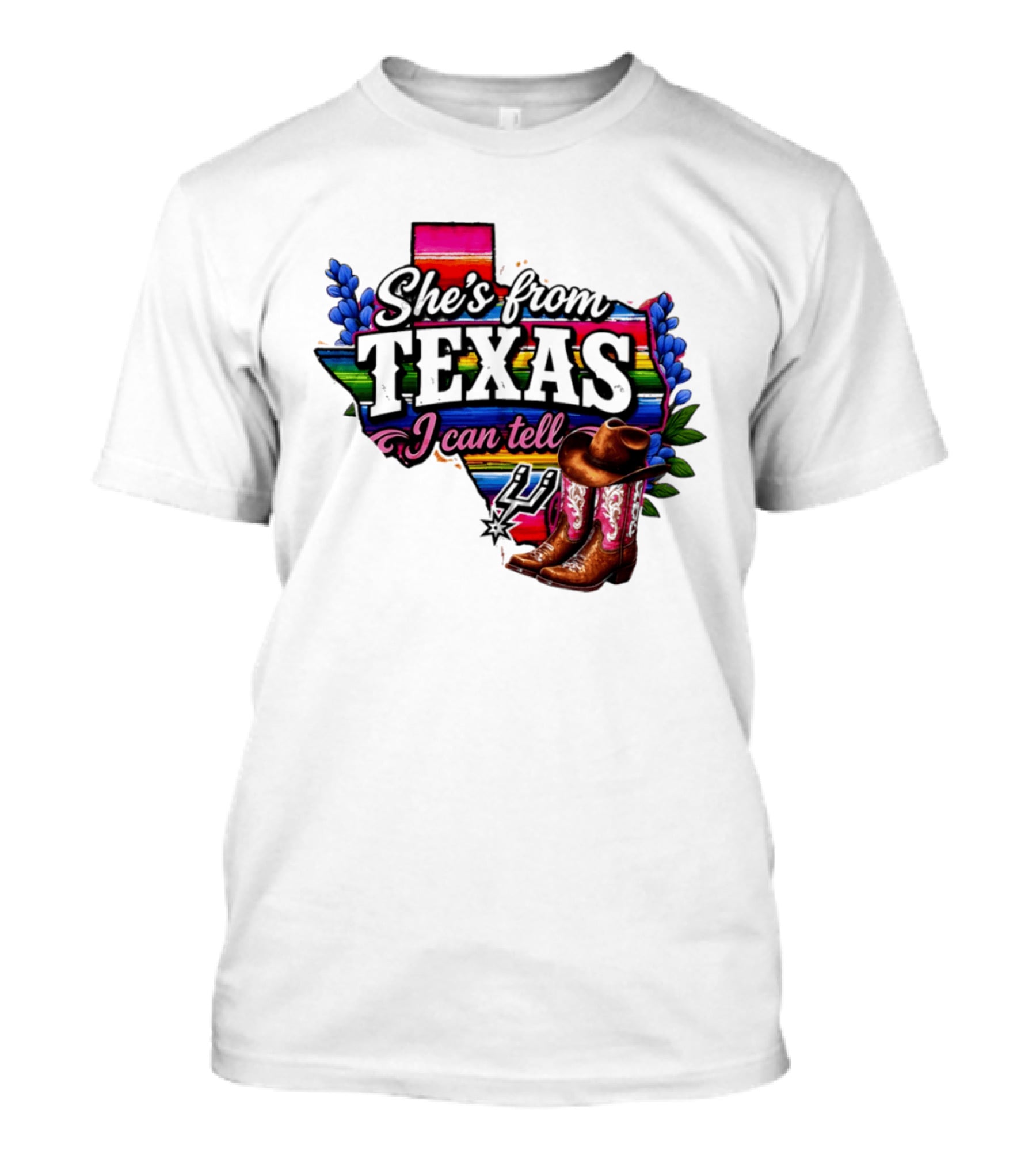 Ella Langley She's From Texas I Can Tell Cowboy Boots And Colorful Map T-Shirt