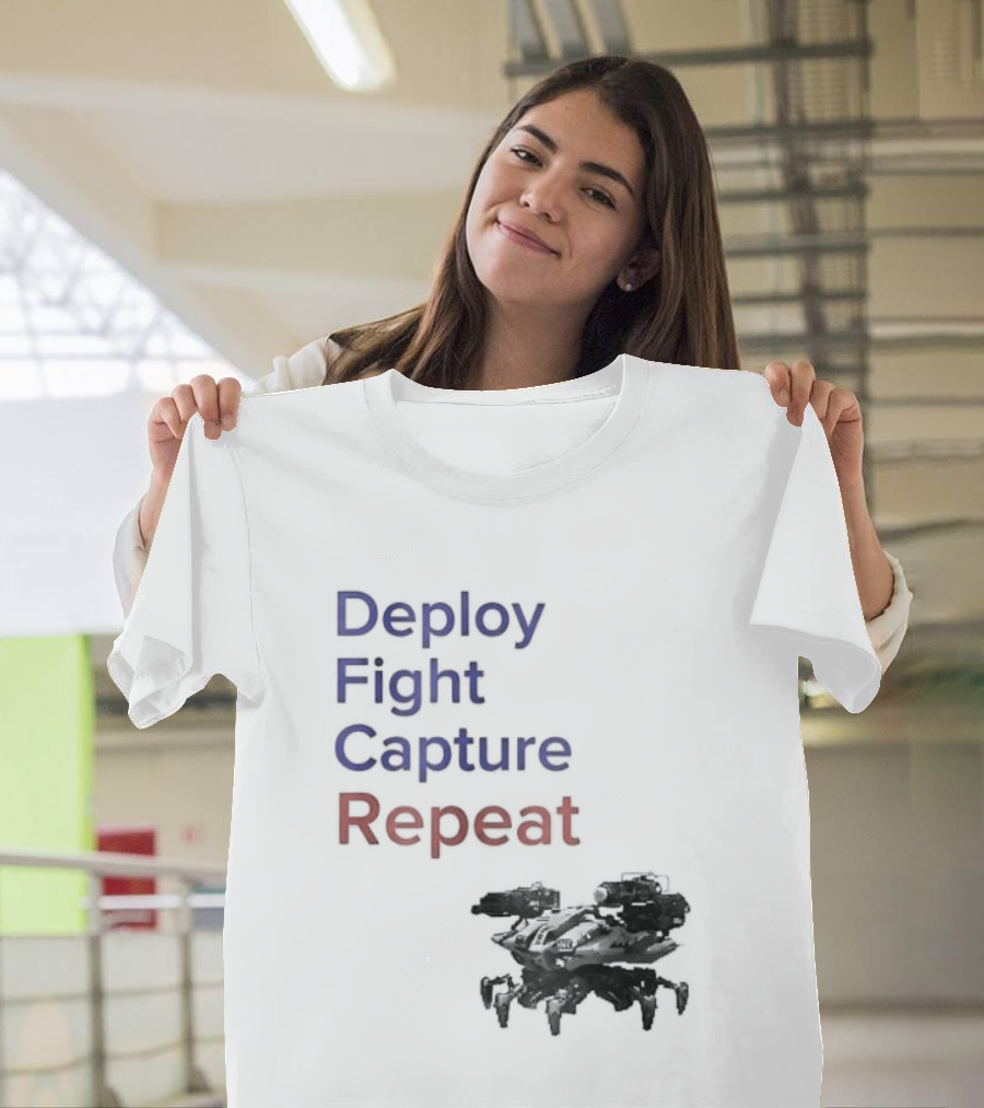 War Robots Deploy Fight Capture Repeat Strategy Gameplay T-Shirt