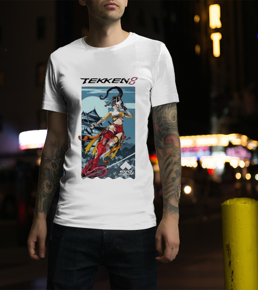 Evo Japan 2026 Tekken 8 Kunimitsu Anime Character Art With Striking Temple T-Shirt