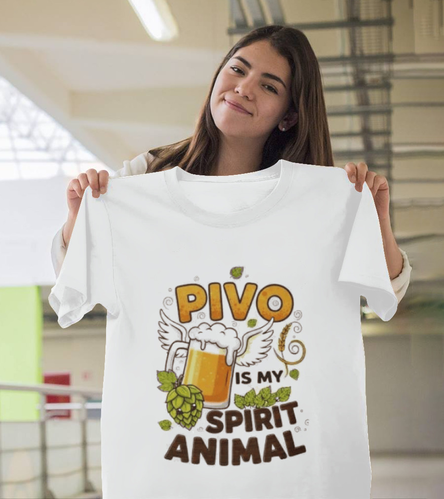 Pivo Is My Spirit Animal Beer Lover Hops Wheat Wings T-Shirt