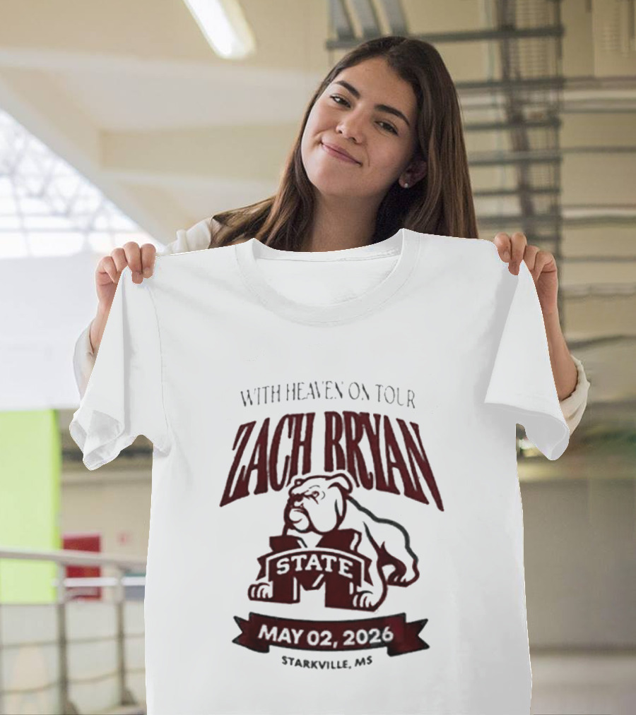 Zach Bryan With Heaven On Tour 2026 Mississippi State May 02 Starkville MS T-Shirt