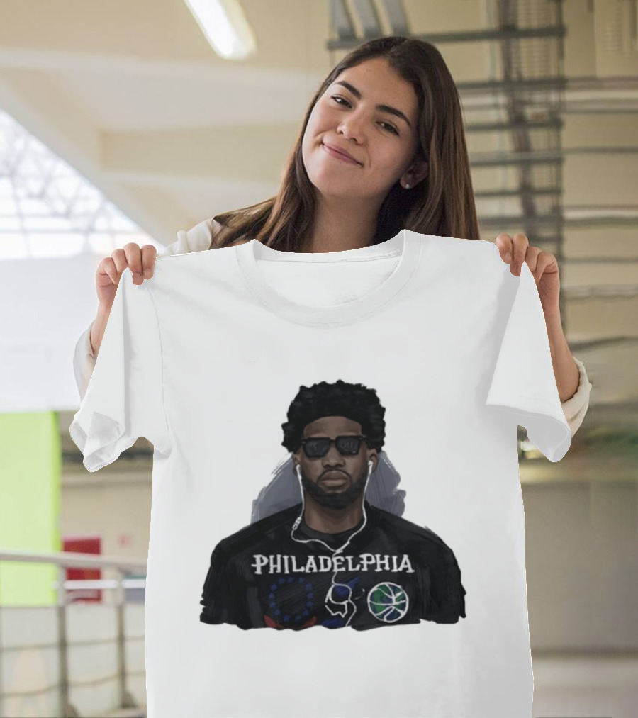 Philadelphia Basketball Player In Sunglasses Earphones T-Shirt