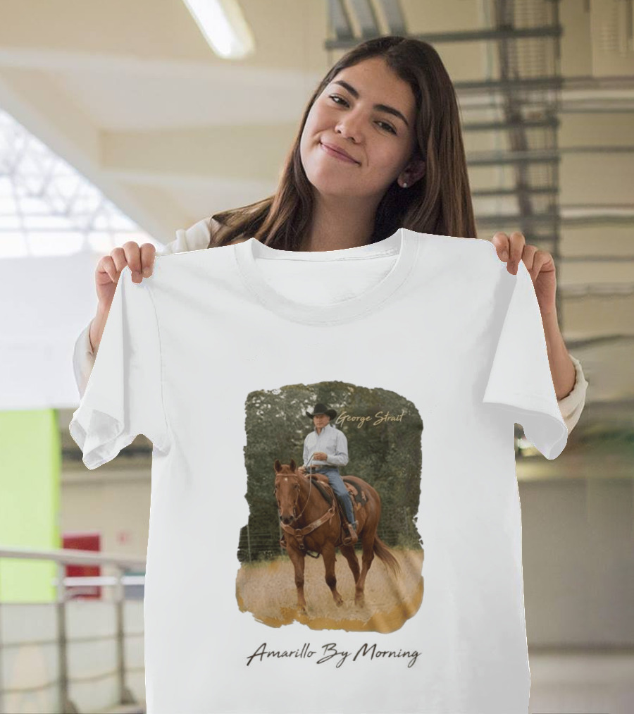 George Strait Riding Horse In Rustic Landscape One Night Only T-Shirt