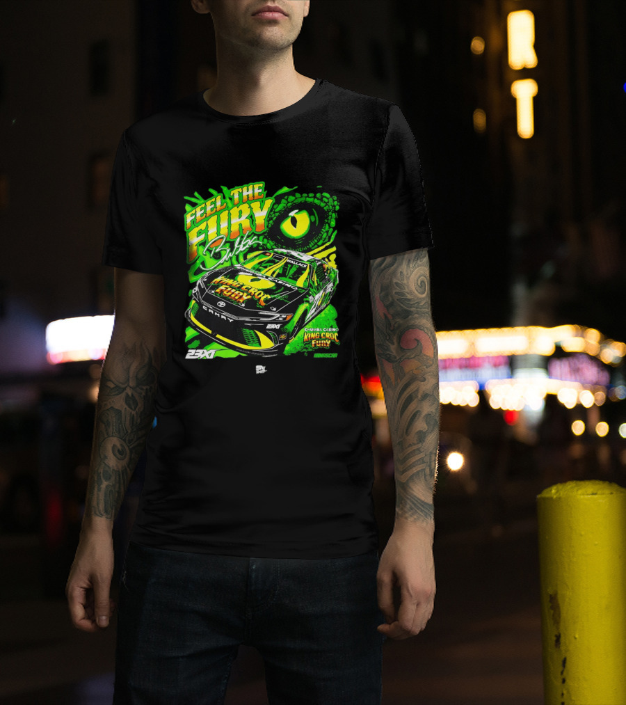 Bubba Wallace Feel The Fury King Croc Chumba Casino Toyota Camry NASCAR 23XI Racing T-Shirt
