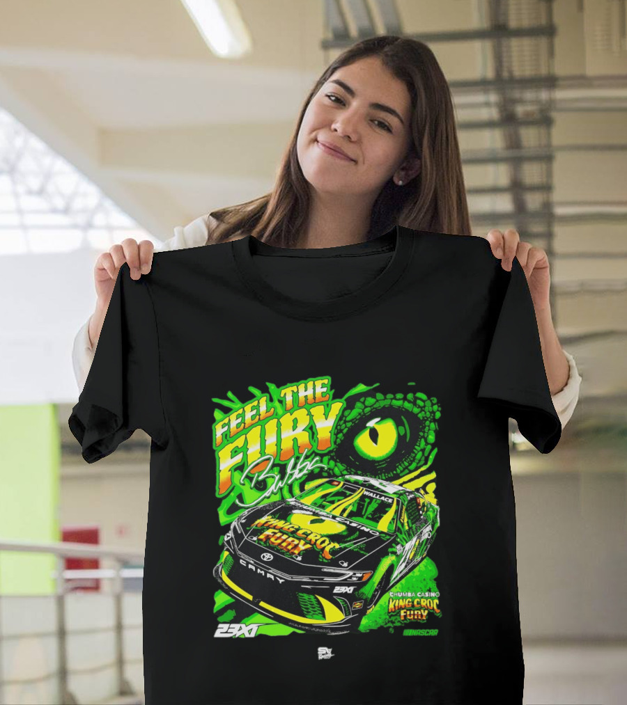Bubba Wallace Feel The Fury King Croc Chumba Casino Toyota Camry NASCAR 23XI Racing T-Shirt