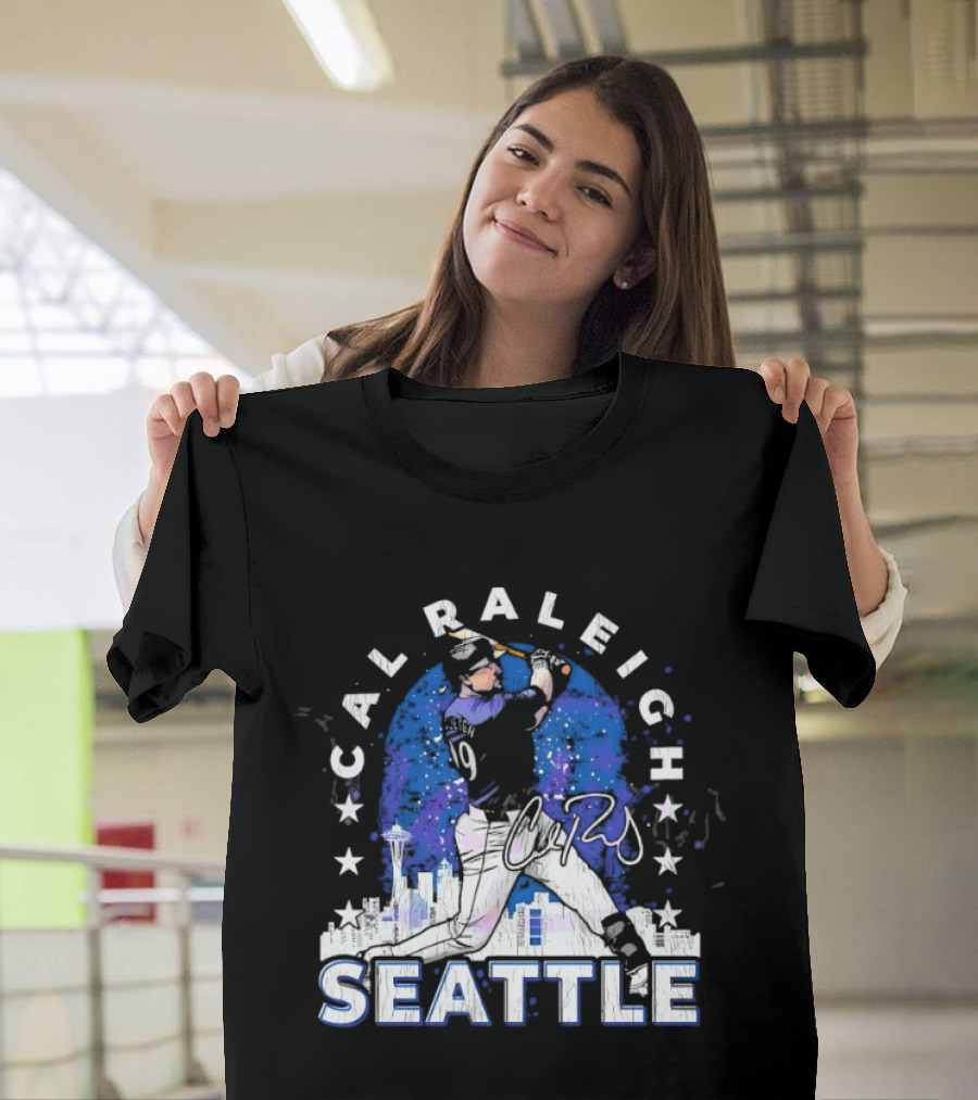 Cal Raleigh Seattle Baseball Skyline Stars T-Shirt
