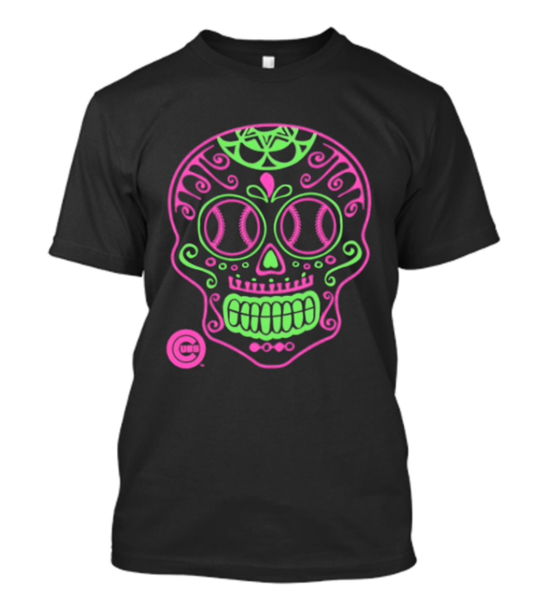 Chicago Cubs Sugar Skull 2026 Pink And Green Baseball T-Shirt