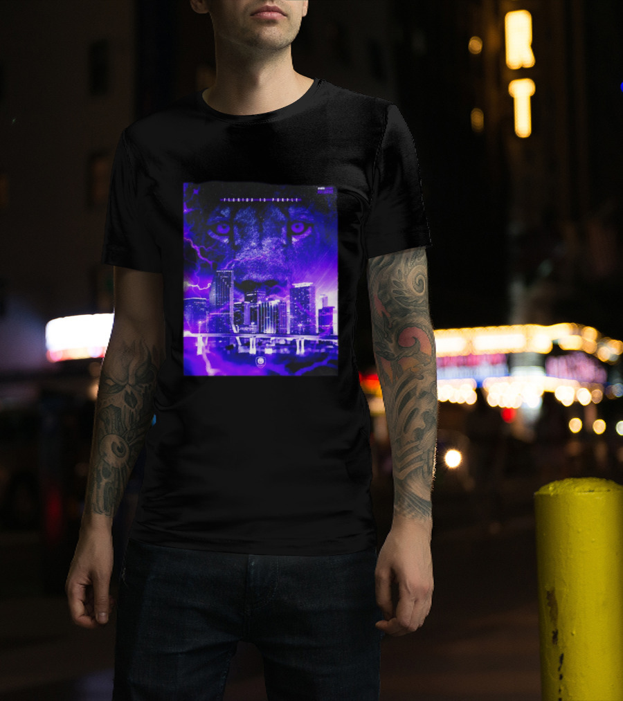 Florida Is Purple Orlando City SC Lion City Skyline Lightning T-Shirt
