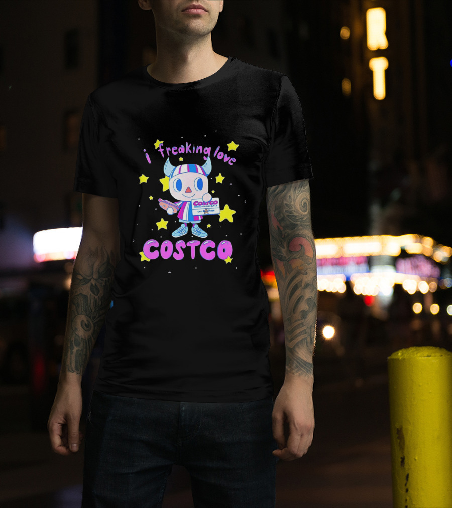 I Freaking Love Costco Cute Cartoon Character Holding Membership Card T-Shirt