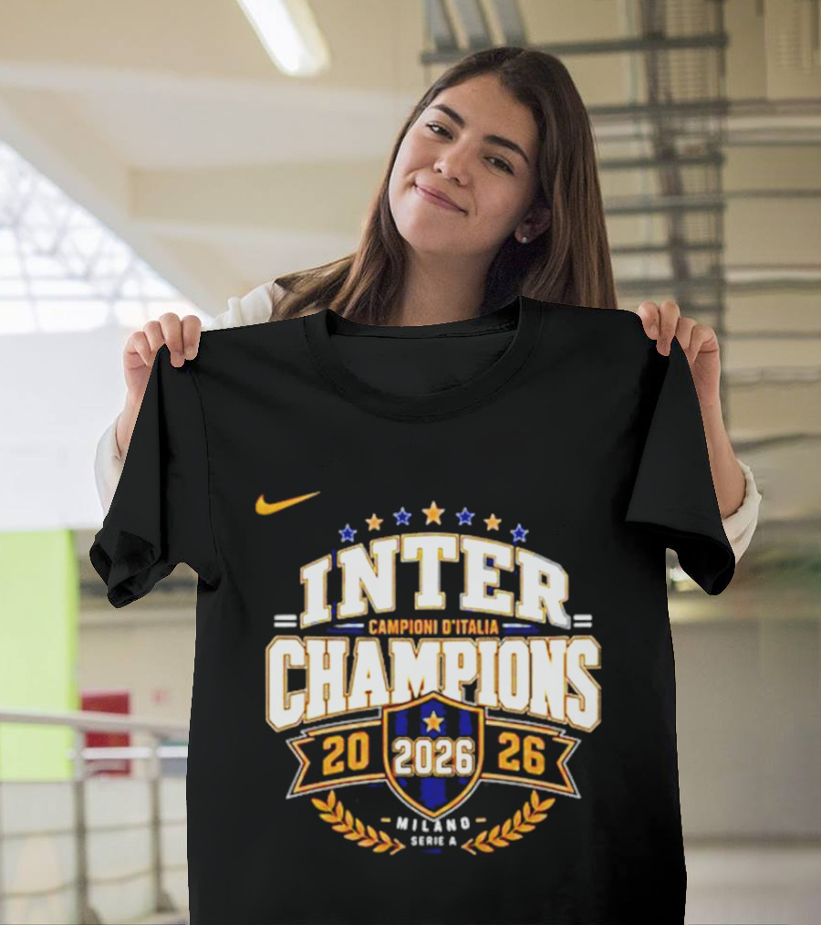 Inter Champions Campioni D'Italia 2026 Nike Serie A Milano T-Shirt