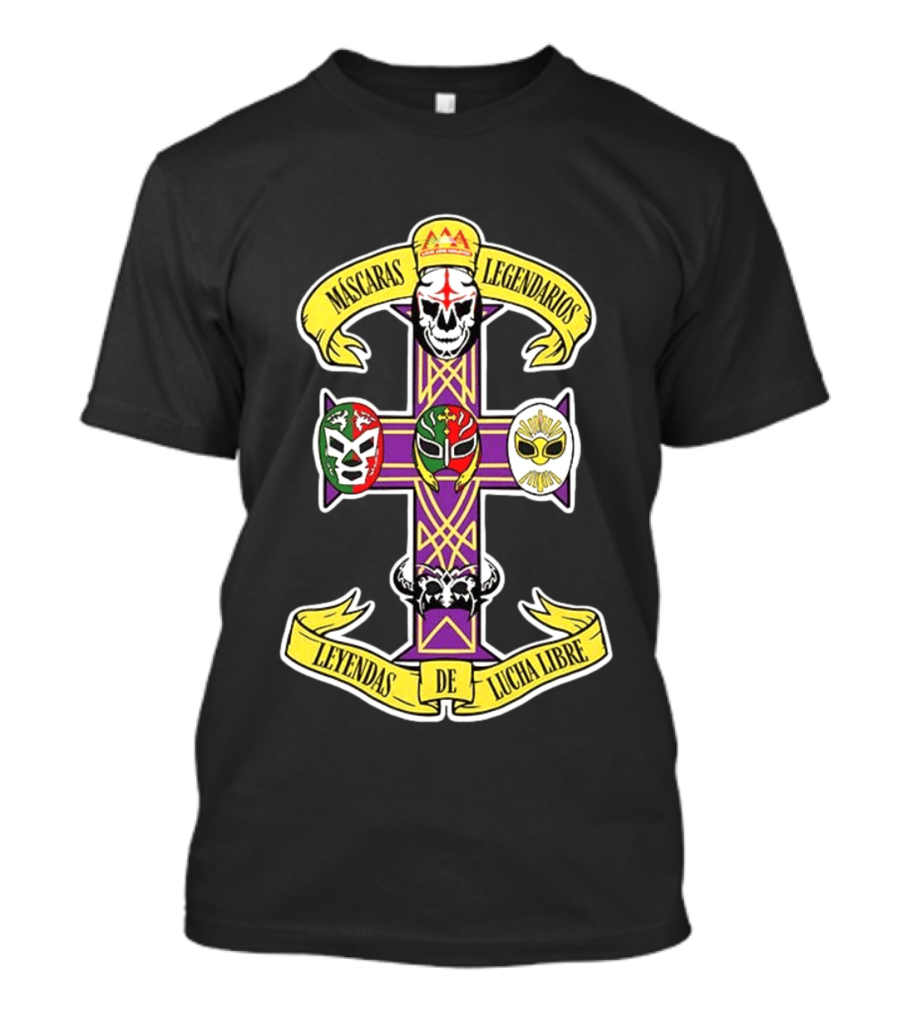 Máscaras Legendarios Leyendas De Lucha Libre Cross Skulls And Masks T-Shirt