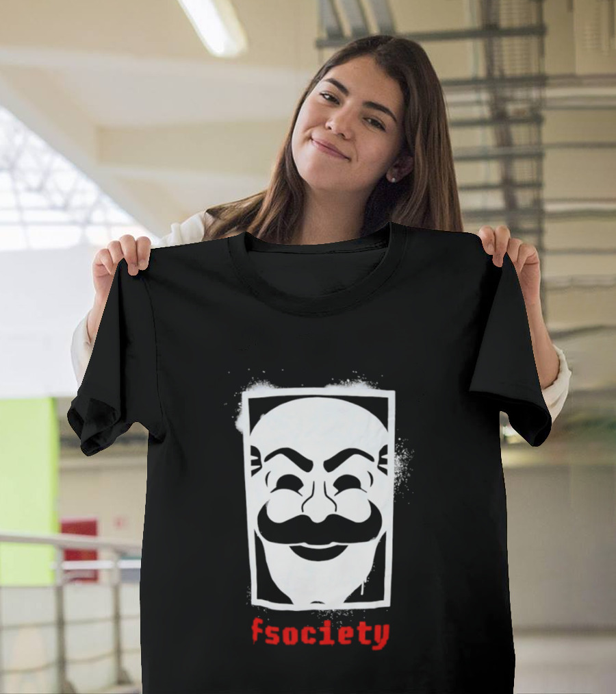 Mr Robot Fsociety Mask White Face Red T-Shirt