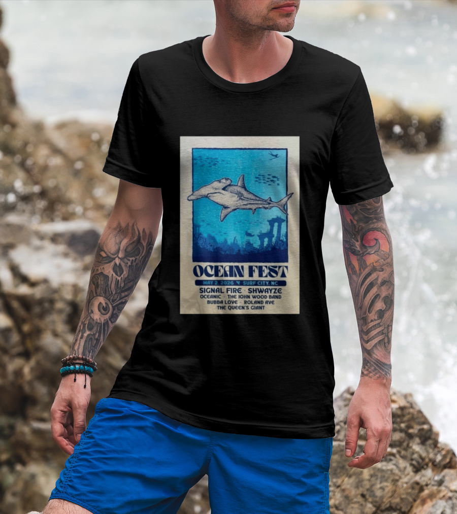 Ocean Fest May 2 2026 Surf City NC Tour Signal Fire Shwayze Bubba Love The John Wood Band T-Shirt
