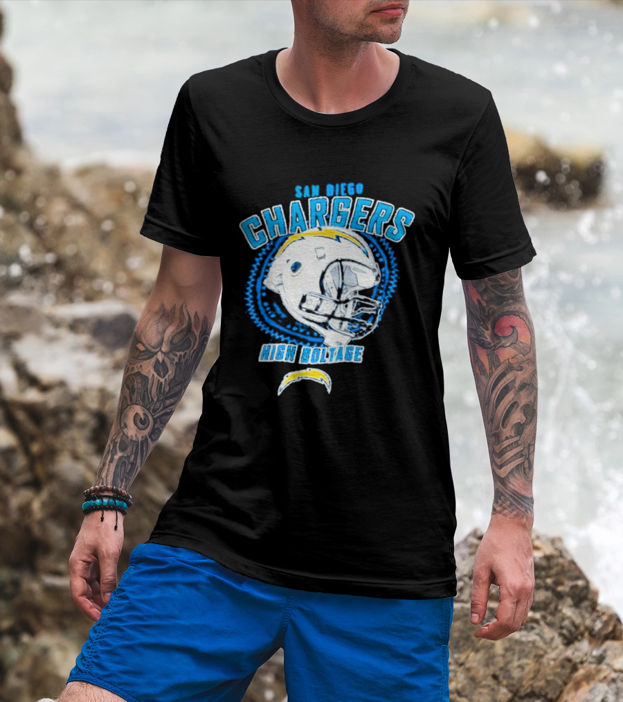 San Diego Chargers High Boltage Helmet Football NFL Team Gear T-Shirt