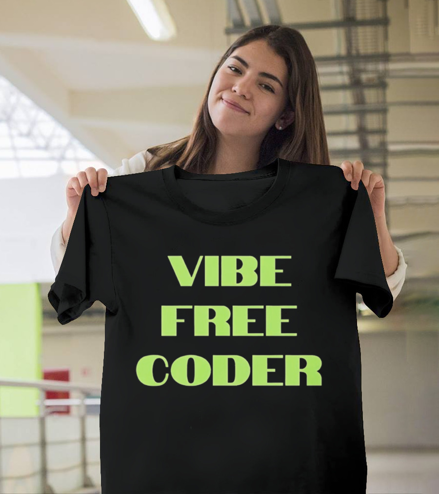 Vibe Free Coder Retro Neon T-Shirt