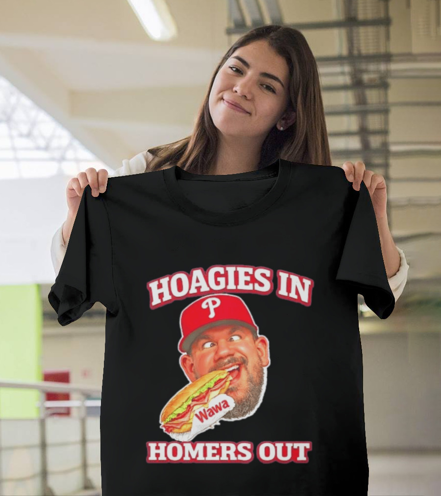 Hoagies In Homers Out Wawa Philadelphia Baseball Player Eating Sandwich T-Shirt
