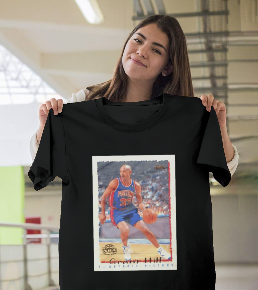 Detroit Pistons Grant Hill NBA Rookie Year 1994 Basketball Card T-Shirt