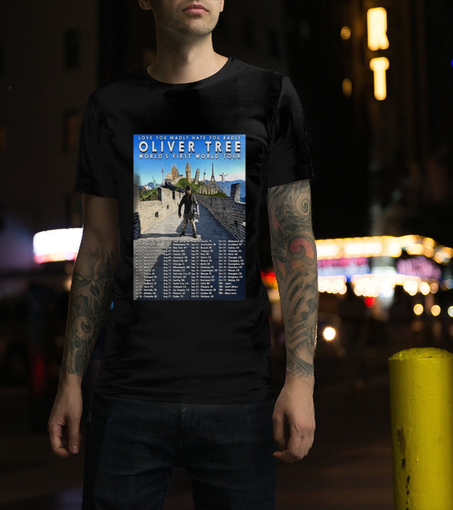 Oliver Tree World's First World Tour Love You Madly Hate You Badly Fall 2026 Tour Dates T-Shirt