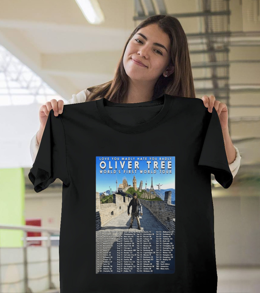 Oliver Tree World's First World Tour Love You Madly Hate You Badly Fall 2026 Tour Dates T-Shirt