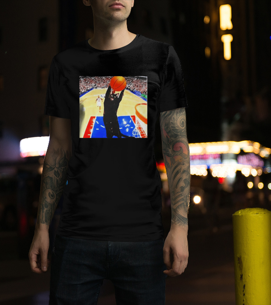 Philadelphia 76ers Black Cat Slam Dunk Basketball Meme T-Shirt