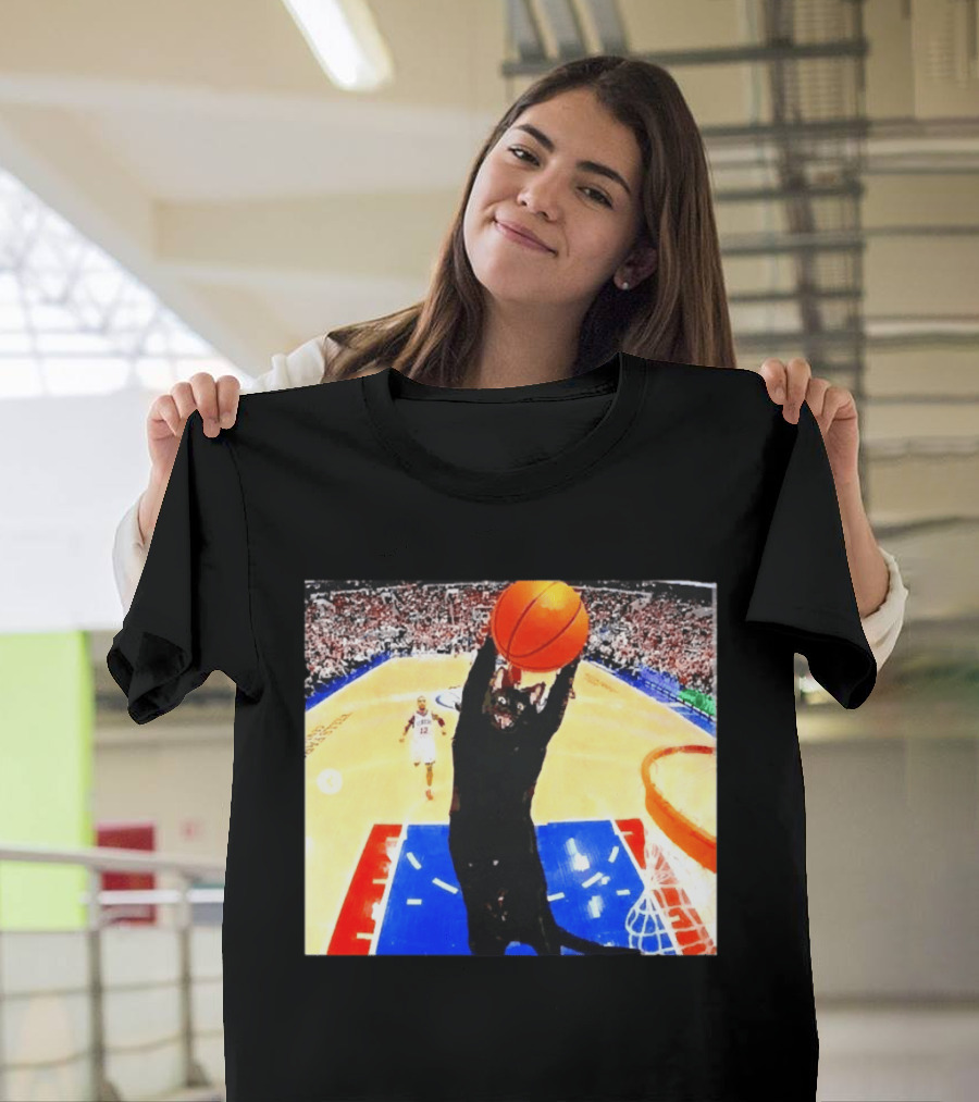 Philadelphia 76ers Black Cat Slam Dunk Basketball Meme T-Shirt