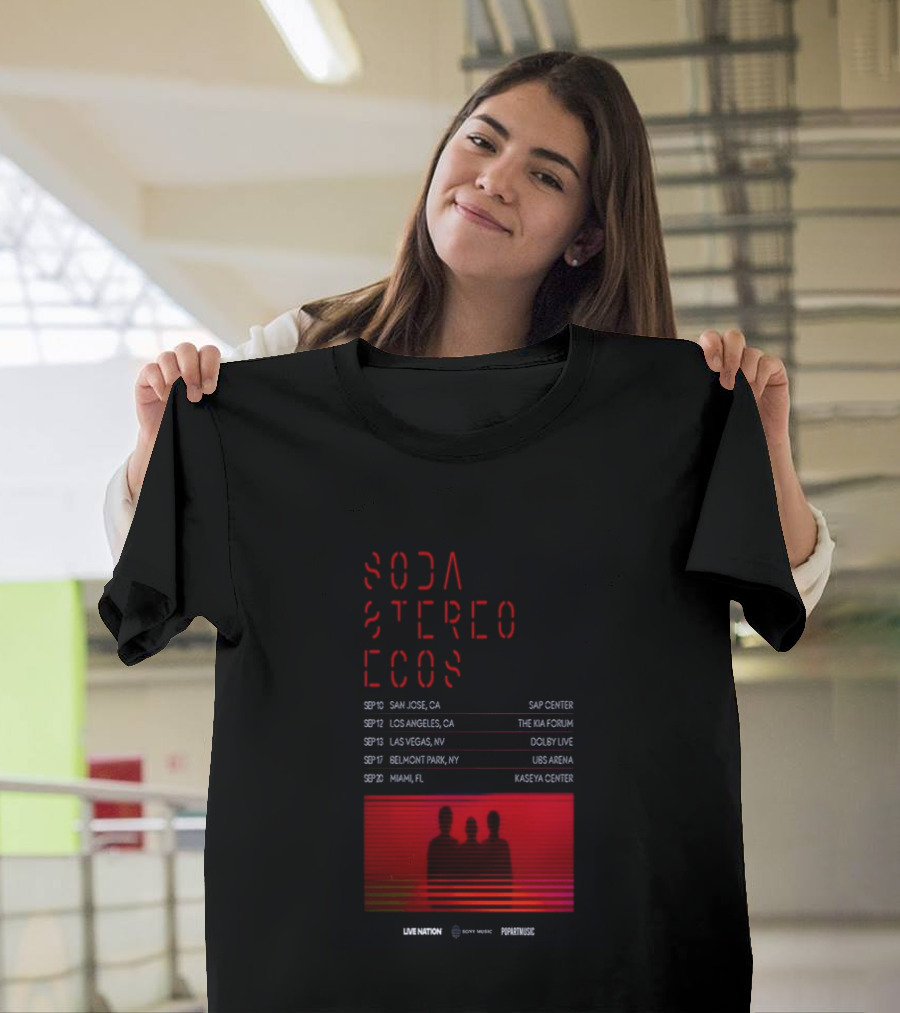 Soda Stereo Ecos 2026 Tour San Jose Los Angeles Las Vegas Belmont Park Miami Dates T-Shirt