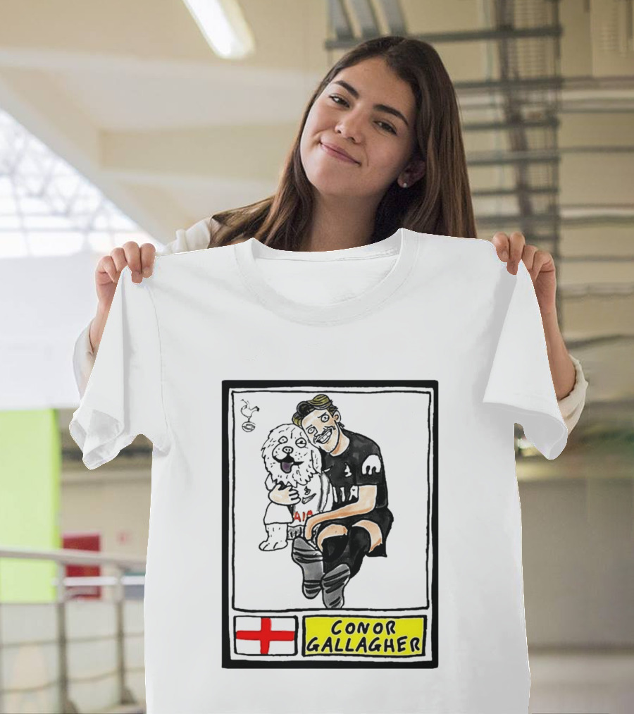 Conor Gallagher Hugging Dog With England Cross And Spurs T-Shirt