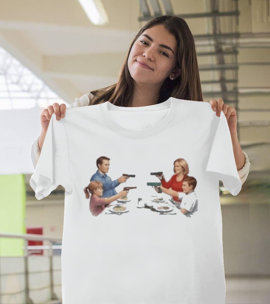 Bloody Sunday Last Supper Family At Dinner Table With Guns T-Shirt