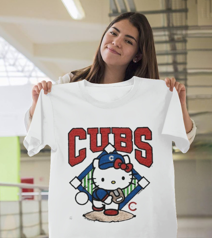 Hello Kitty Cubs Baseball Collaboration With Chicago Cubs Pitcher T-Shirt