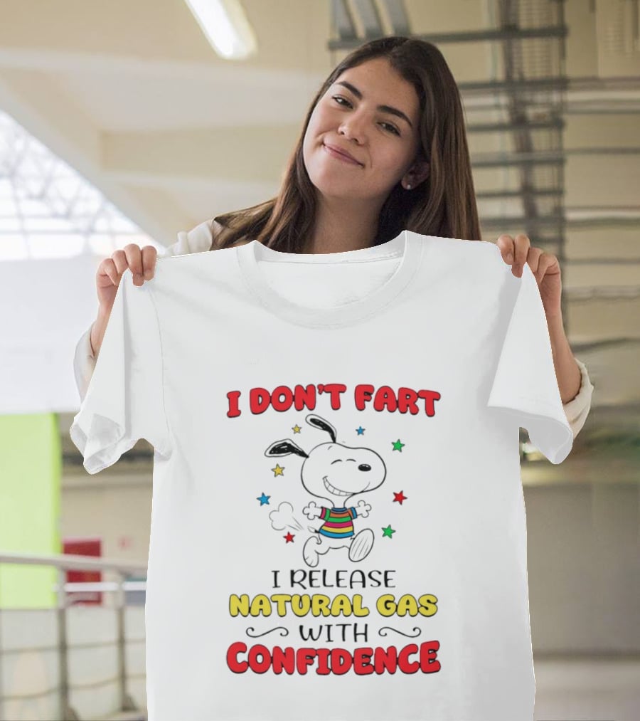 Playful Dog Cartoon I Don't Fart I Release Natural Gas With Confidence T-Shirt