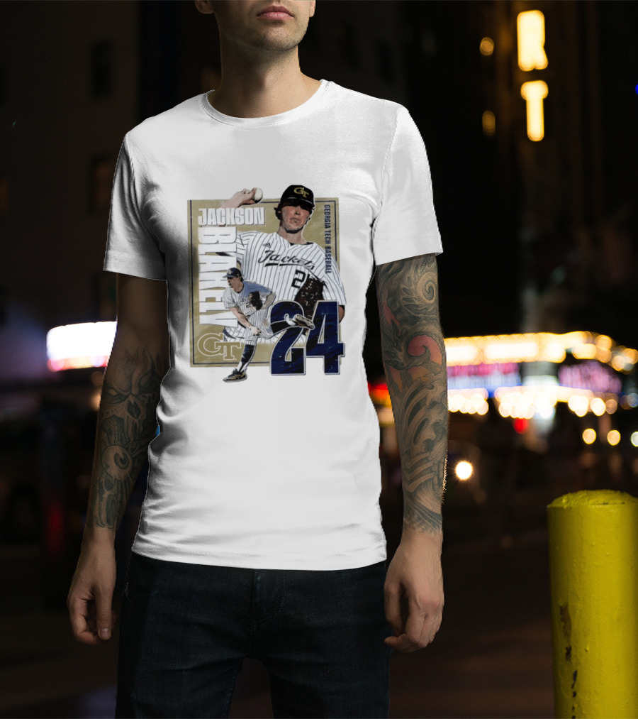 Jackson Blakely Georgia Tech Baseball GT 24 Player Student Athlete T-Shirt