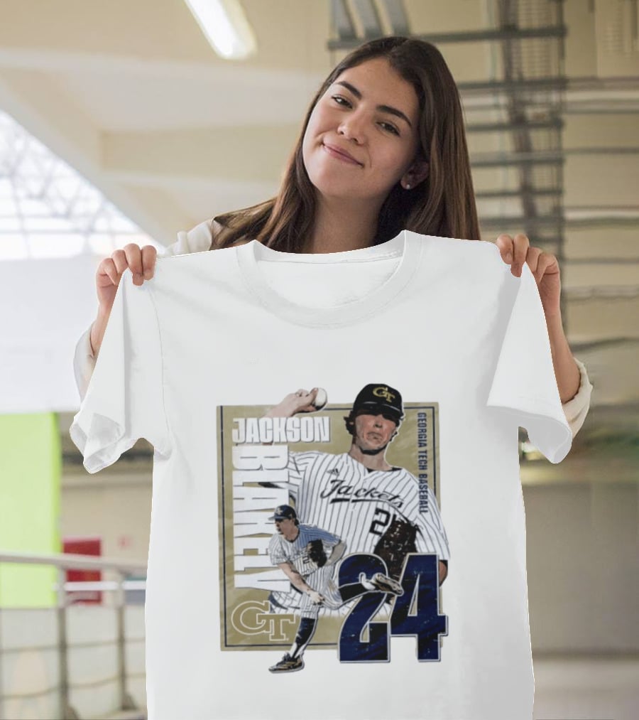 Jackson Blakely Georgia Tech Baseball GT 24 Player Student Athlete T-Shirt