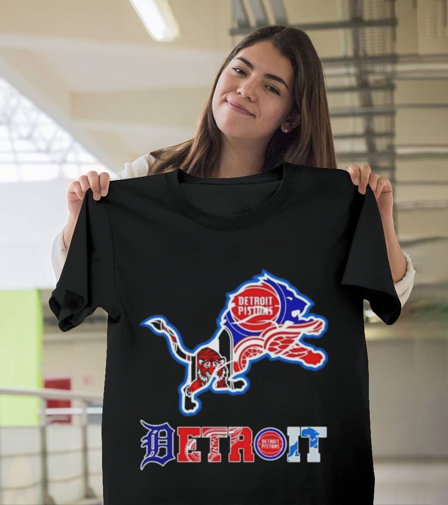 Detroit Lions Pistons Tigers Red Wings Sports Team Mashup T-Shirt